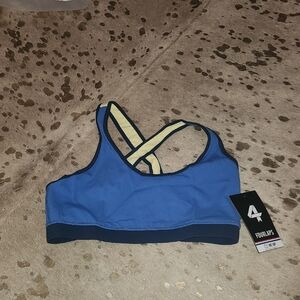 Blue Racerback Bra with Moisture-Wicking Fabric